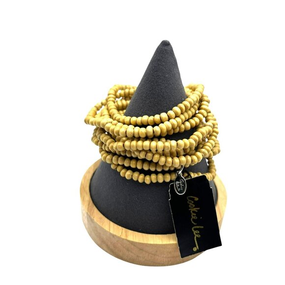 Vintage Cookie Lee Bracelet Bundle Set Wooden Beads Stretch Boho Nature NEW - Picture 4 of 7